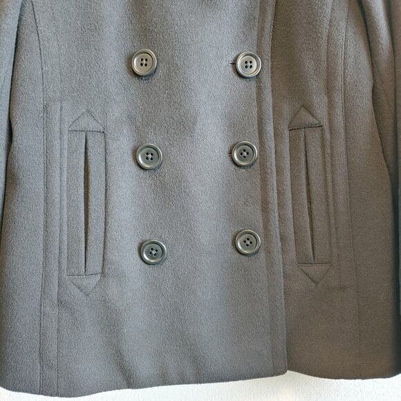 J. Crew Women's Black Wool Double Breasted Pea Coat Sz M Academia Preppy Winter - Picture 2 of 12